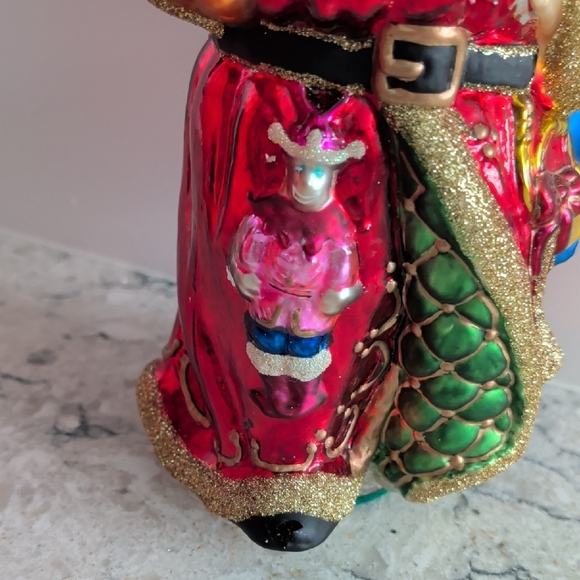 Festive Santa Claus Ornament with Gold Accents - Picture 7 of 15